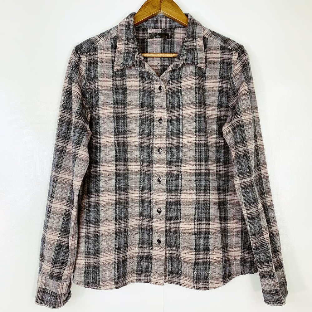 Prana Blush Flannel Long Sleeve Button Up Shirt